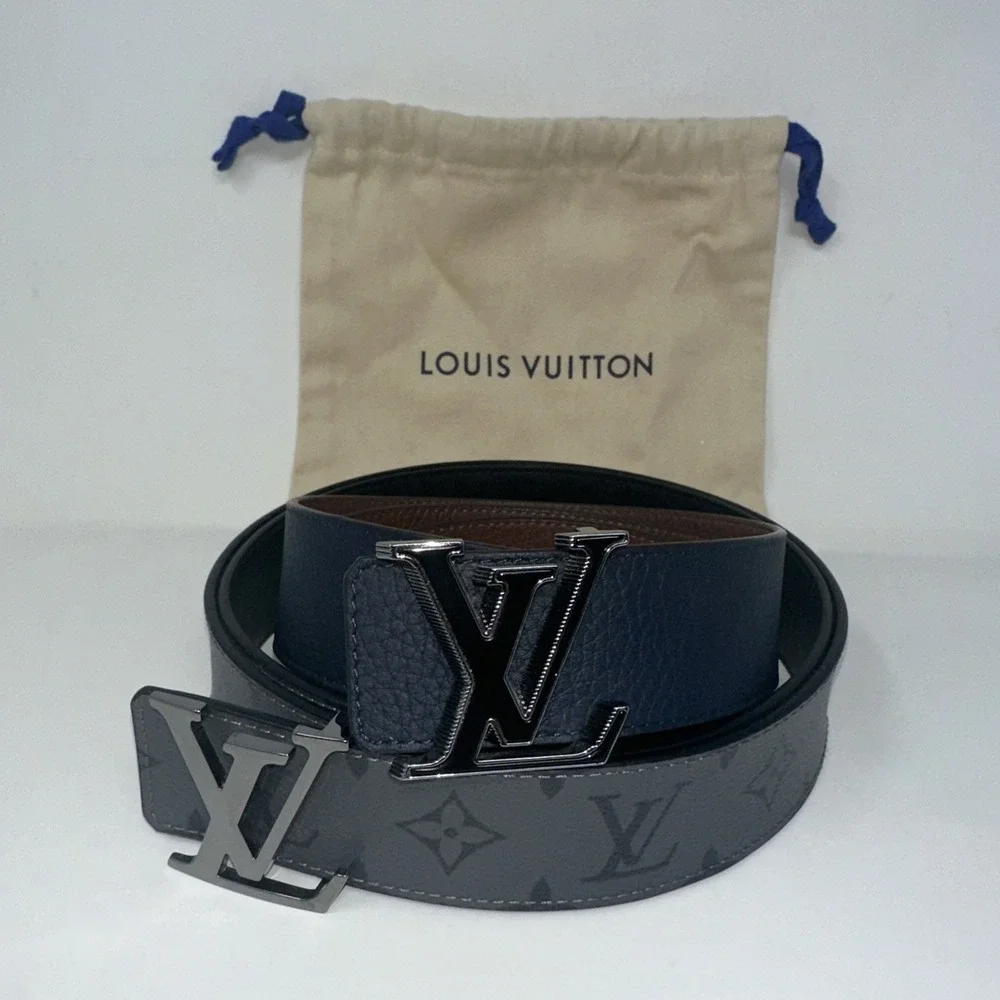 2 Louis Vuitton 34-36 Waist Reversible Belts 100/40 M0285 +M0027 + Dust Bag AUTH